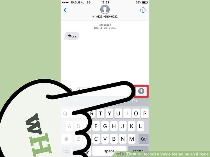 دکمه میکروفون در کنار کادر iMessage را فشار داده و نگه دارید