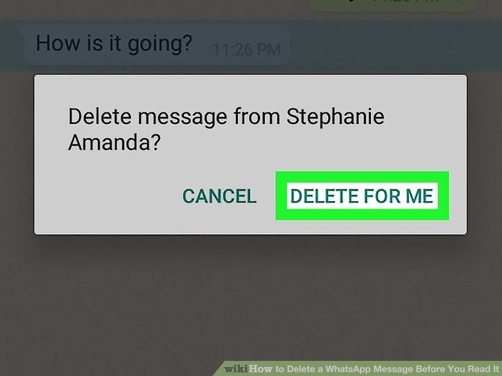 روی گزینه حذف برای من Delete for me ضربه بزنید