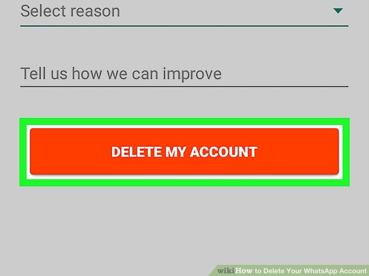 بر روی دکمه DELETE MY ACCOUNT ضربه بزنید