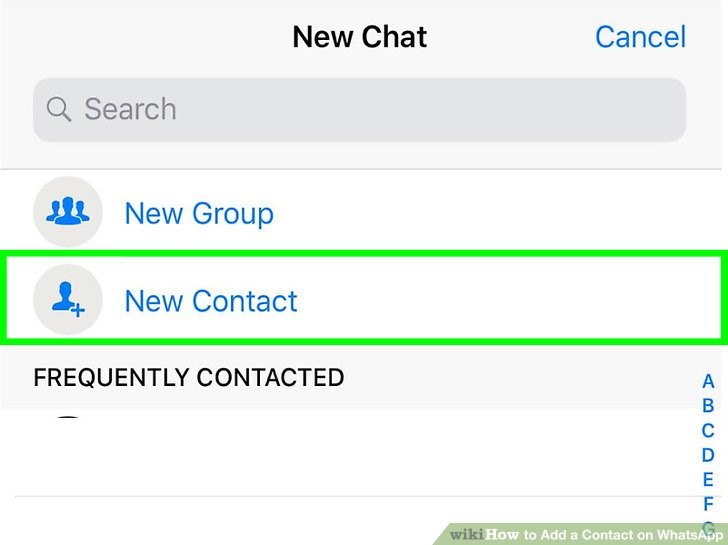 روی گزینه مخاطب جدید New Contact ضربه بزنید