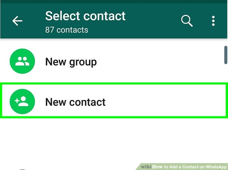 روی گزینه مخاطب جدید New Contact ضربه بزنید