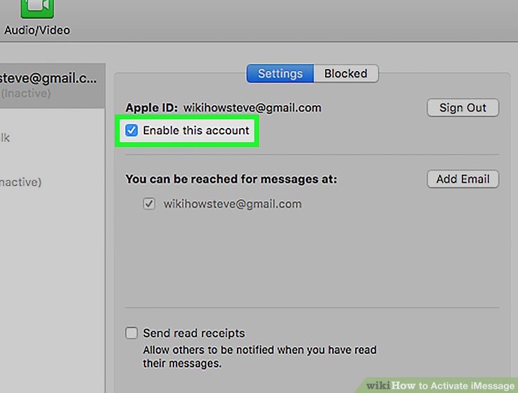 روی کادر Enable this account علامت تیک بزنید