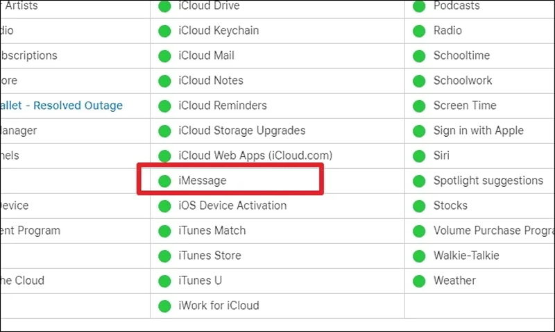 سرورهای iMessage را بررسی کنید