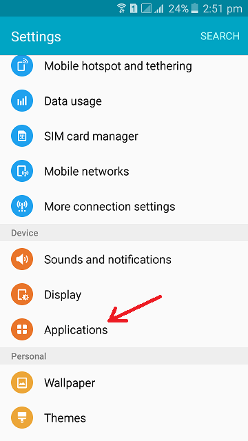 گزینه Applications را انتخاب کنید گزینه Applications را انتخاب کنید