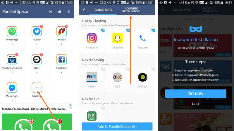 آیکون با نام Incognito Installation  را انتخاب کنید