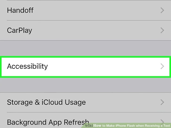 روی گزینه Accessibility ضربه بزنید