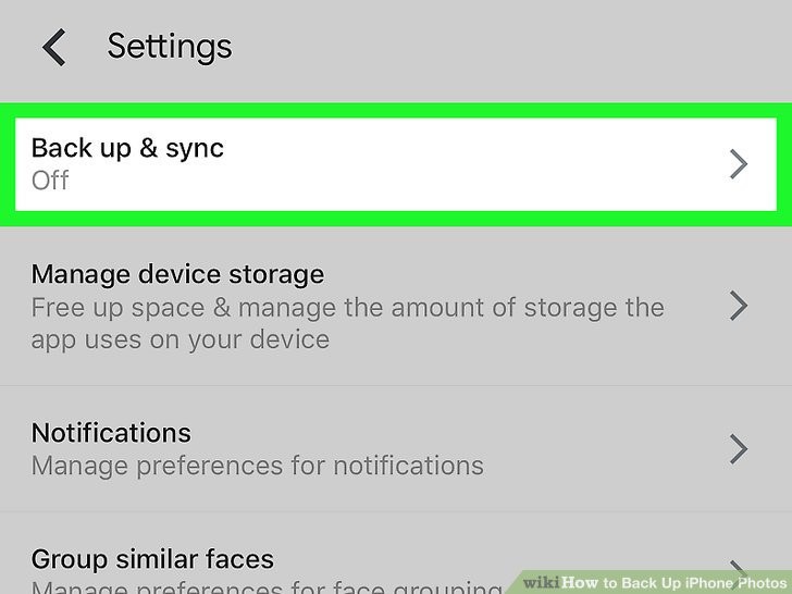 روی گزینه Back up & sync ضربه بزنید