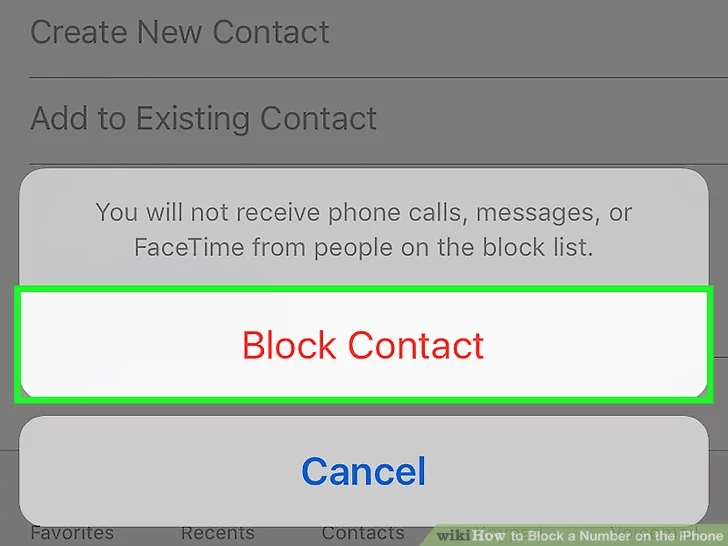 روی گزینه Block Contact ضربه بزنید