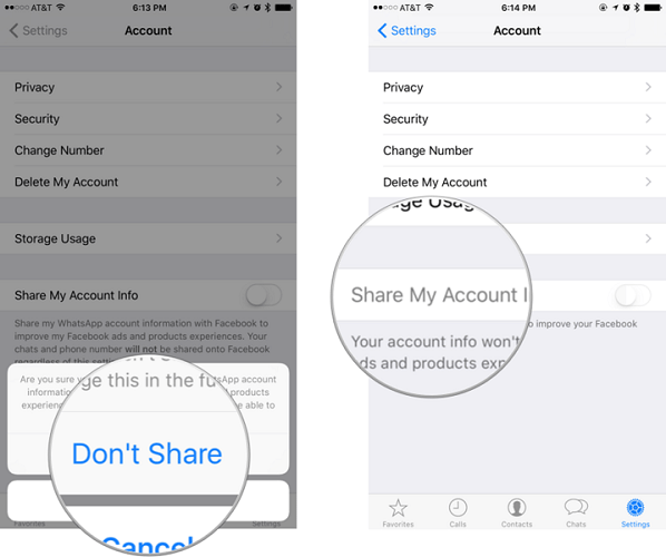گزینه Don’t Share را انتخاب کنید