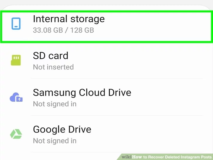 روی گزینه Internal Storage ضربه بزنید