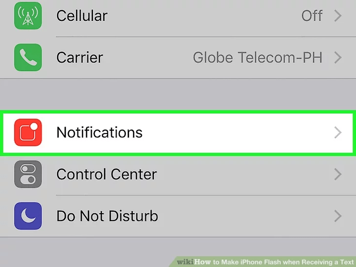 با ضربه روی گزینه Notification وارد بخش اعلانات شوید