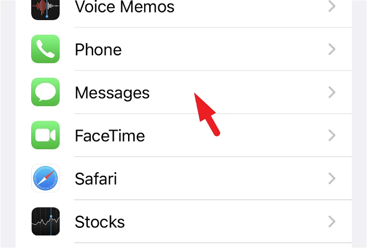روی گزینه "Messages" ضربه بزنید و ادامه دهید