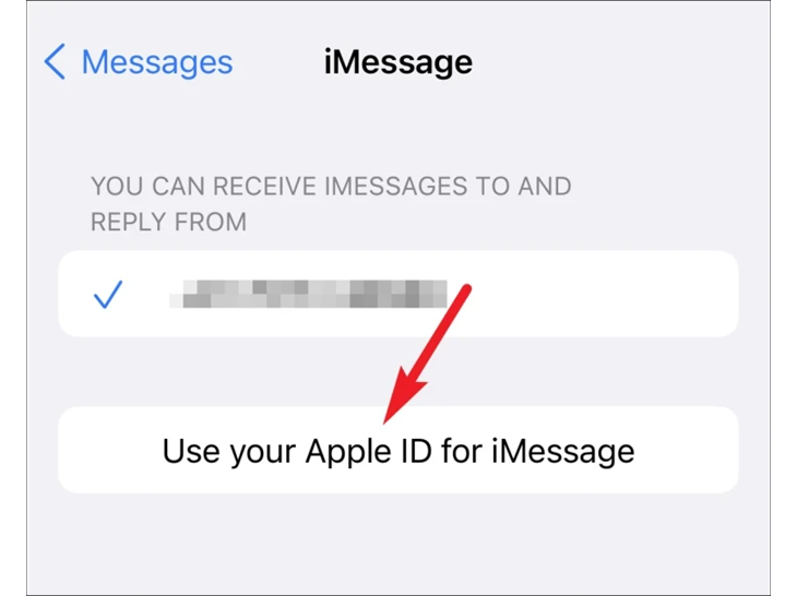 روی گزینه “Use Apple ID for iMessage” ضربه بزنید و وارد اپل ایدی خود شوید.