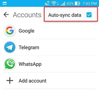 گزینه Auto-sync data را فعال نمایید