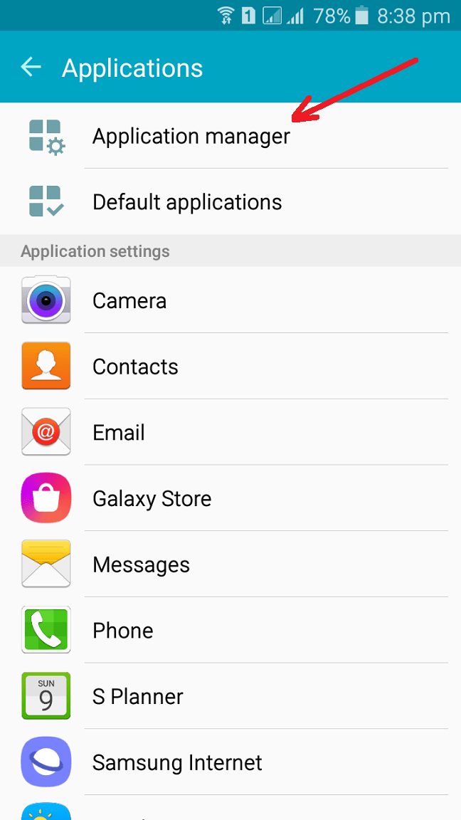 گزینه Apps یا Application Manager را انتخاب کنید گزینه Apps یا Application Manager را انتخاب کنید
