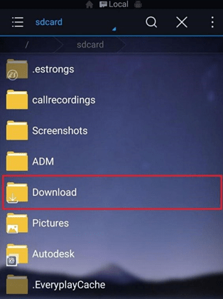 پوشه Download را انتخاب ‌کنید