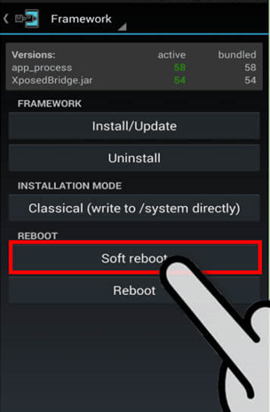 گزینه Soft Reboot را انتخاب کنید گزینه Soft Reboot را انتخاب کنید
