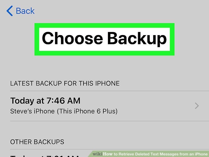روی گزینه Choose Backup ضربه بزنید