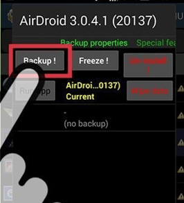 دکمه !Backup را لمس کنید دکمه !Backup را لمس کنید