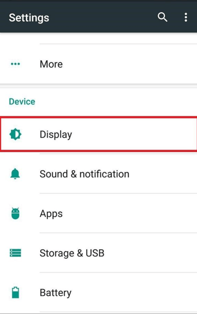 به بخش نمایش (Display) وارد شوید
