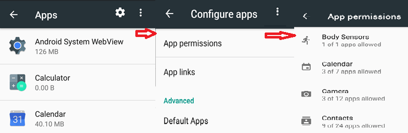 گزینه App permissions  را انتخاب کنید 