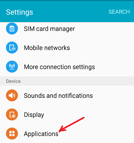 بخش‌ “Applications” را انتخاب کنید