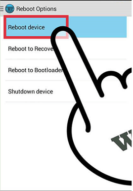  گزینه “Reboot Device”  را انتخاب کنید