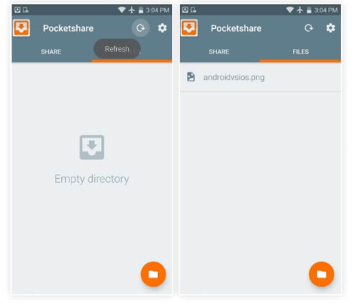 آیکون  Refersh موجود در برنامه را لمس کنید