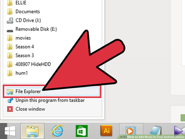 بر روی گزینه File Explorer کلیک کنید بر روی گزینه File Explorer کلیک کنید
