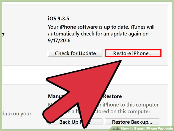 روی گزینه «Restore iPhone» کلیک کنید