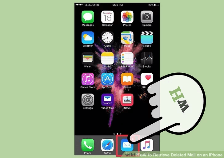 برنامه mail را باز کنید