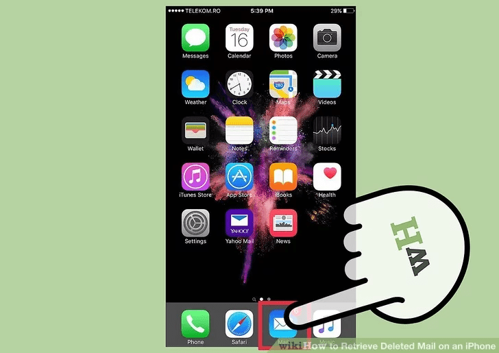 برنامه mail را باز کنید