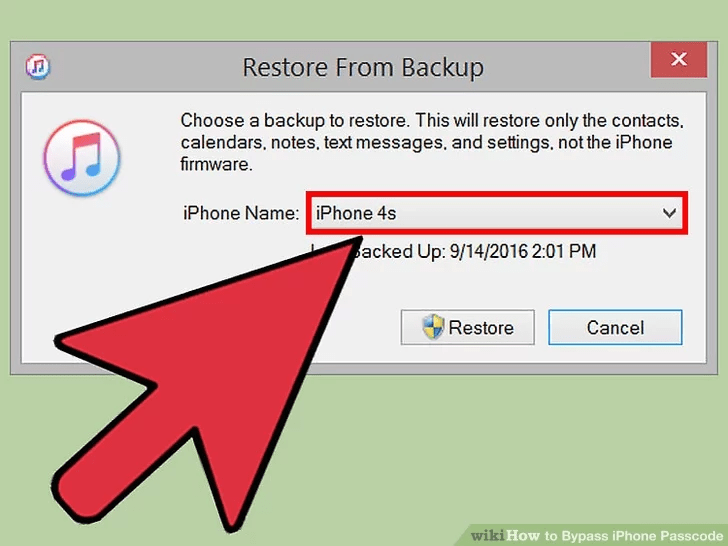از گزینه «Restore from this backup» گزینه بازیابی را انتخاب کنید