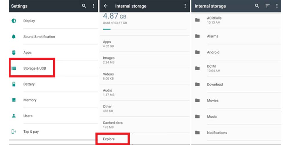 در بخش Settings گزینه Storage & USB