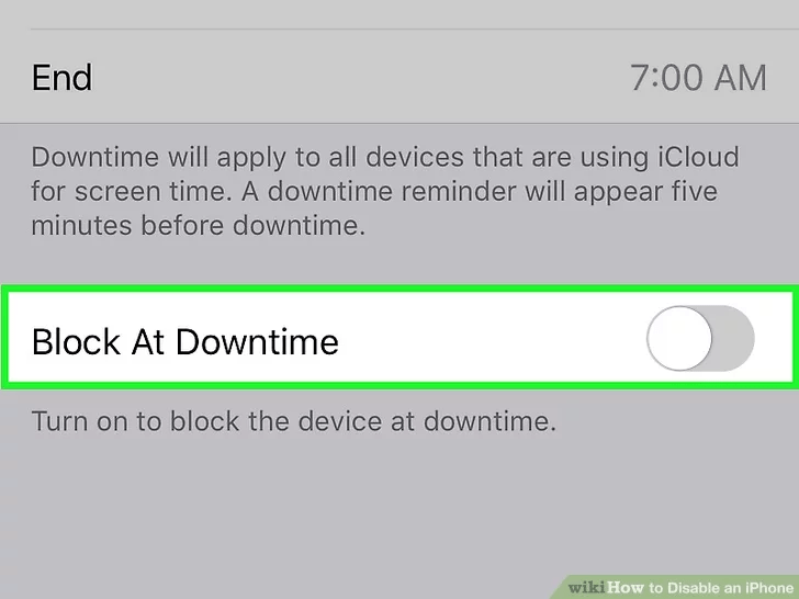 روی دکمه کشویی «Block at Downtime» ضربه بزنید