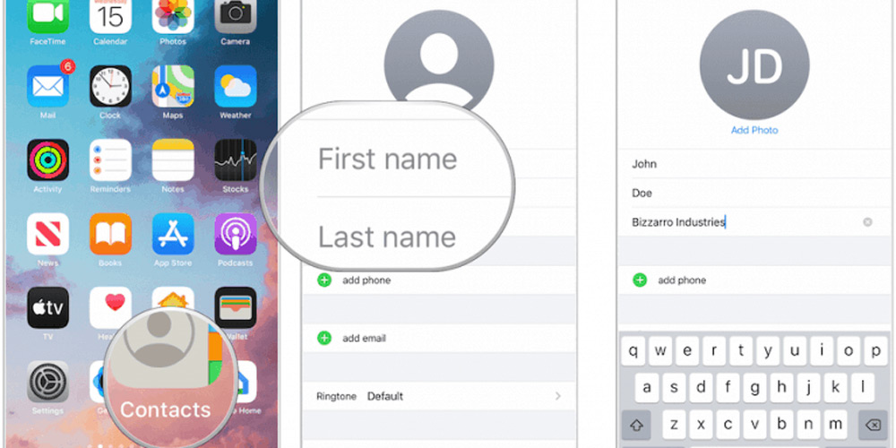 روی برنامه مخاطبین در صفحه اصلی آیفون ضربه بزنید