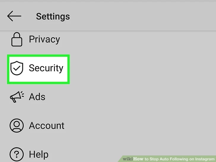 روی گزینه Security ضربه بزنید