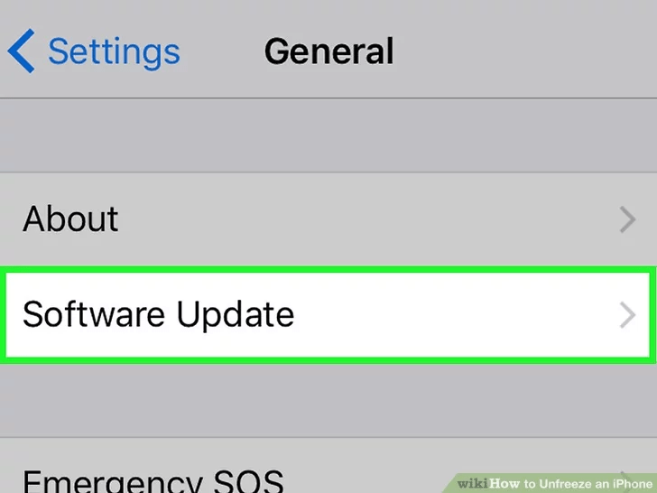 روی گزینه Software Update (به روزرسانی نرم افزار) ضربه بزنید