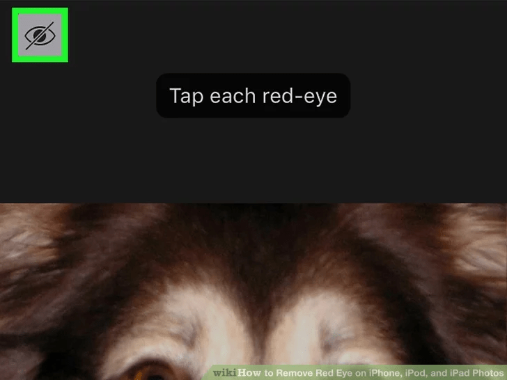 روی آیکن «Red Eye Correction» ضربه بزنید