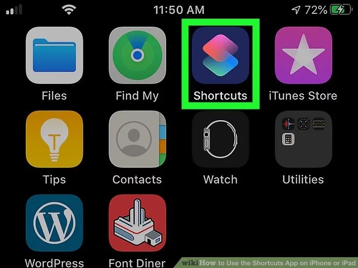 برنامه Shortcut را باز کنید
