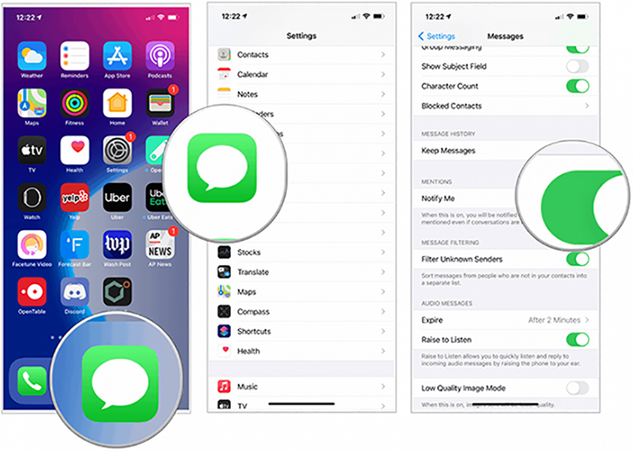 خاموش کردن نوتیفیکیشن ها در برنامه Messages در iOS14