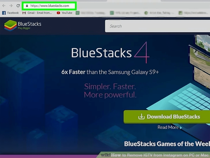 در یک مرورگر وب به https://www.bluestacks.com بروید