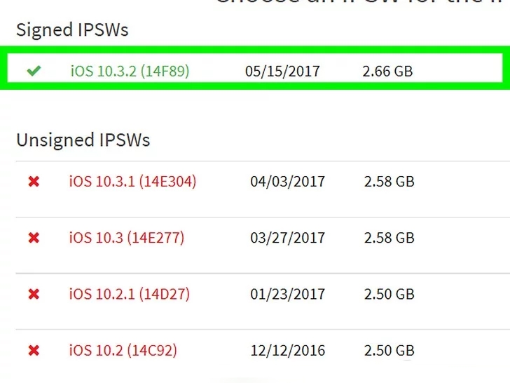 فایل IPSW را که می خواهید نصب کنید انتخاب کنید