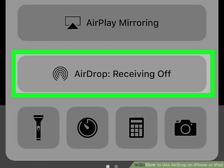 روی دکمه AirDrop Receiving ضربه بزنید