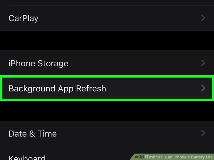 روی گزینه Background App Refresh ضربه بزنید