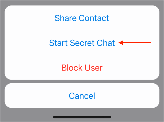 بر روی گزینه Start Secret Chat بزنید