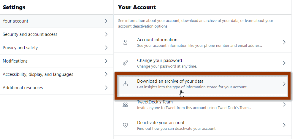 از اطلاعات حساب کاربری توییتر خود بک آپ بگیرید