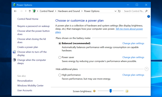 گزینه تنظیم نور در Setting ویندوز 7 و 8