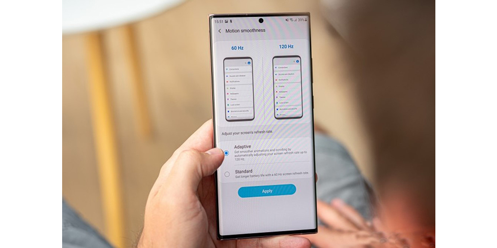  نرخ تازه سازی داینامیک در LCD گوشی Note 20 Ultra سامسونگ