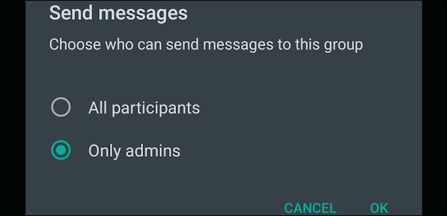 بر روی گزینه Only Admins بزنید